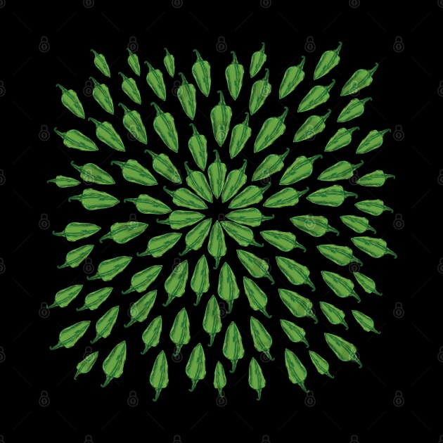 Hot Peppers Green Mandala by Manitarka