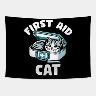 First Aid Cat Pun Nurse Doctor Healthcare Novelty Funny Cat Tapestry