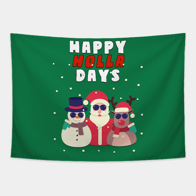 Happy Holla-Days! Tapestry by AmandaPandaBrand