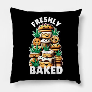 Freshly Baked Funny Marijuana Weed Pun Design for Ganja Enthusiasts Pillow