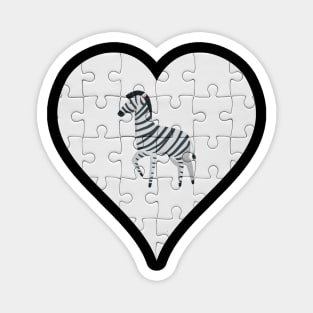 Jigsaw  Zebra Heart Design - Wild Animal Zebra Magnet