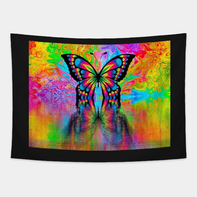 Butterfly Mask Colorful 2020 Tapestry by hispanicworld