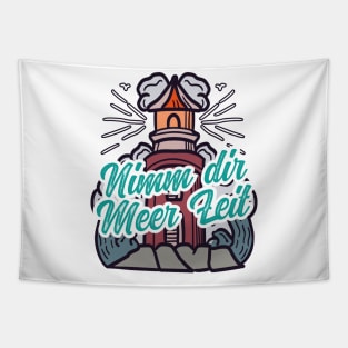 Nimm Dir Meer Zeit Leuchtturm mit Möwen Tapestry