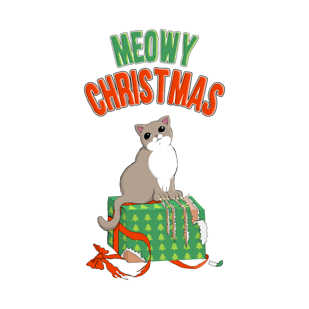 Meowy Christmas Cat Clawed Present by xenotransplant