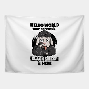 Sarcastic black sheep black Tapestry