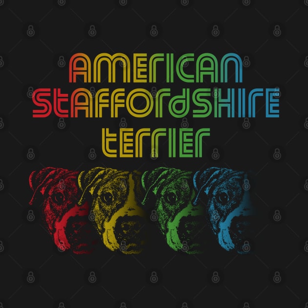 Cool Retro Groovy American Staffordshire Terrier Dog by Madfido