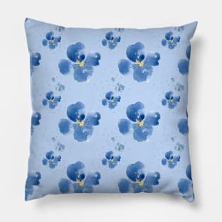 Little Blue Flowers on a blue background Pillow