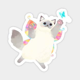 Fairy Cat Catching Butterfly (ragdoll cat) Magnet