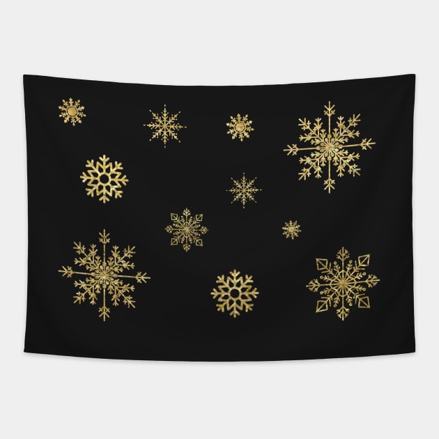 Gold Faux Glitter Christmas Snowflake Tapestry by Felicity-K