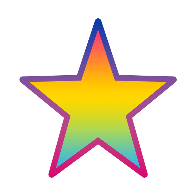 Bi+ Star (Pan Flag with upside-down Bi Flag outline) by opalaricious