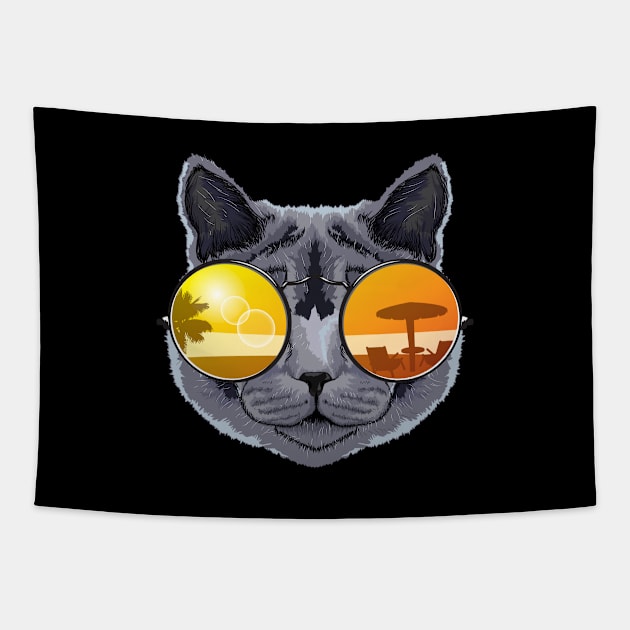 Sunglasses British Shorthair SHIRT Cat Lover Girl Gift Tapestry by ELFEINHALB