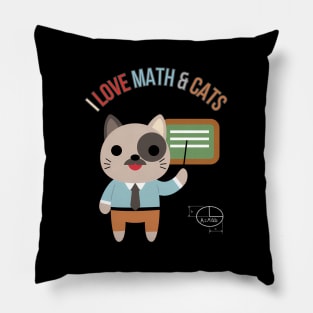 I Love Math And Cats Math Teacher Student Cat Pillow