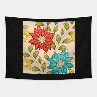 Summer Pattern with Floral Motifs Tapestry