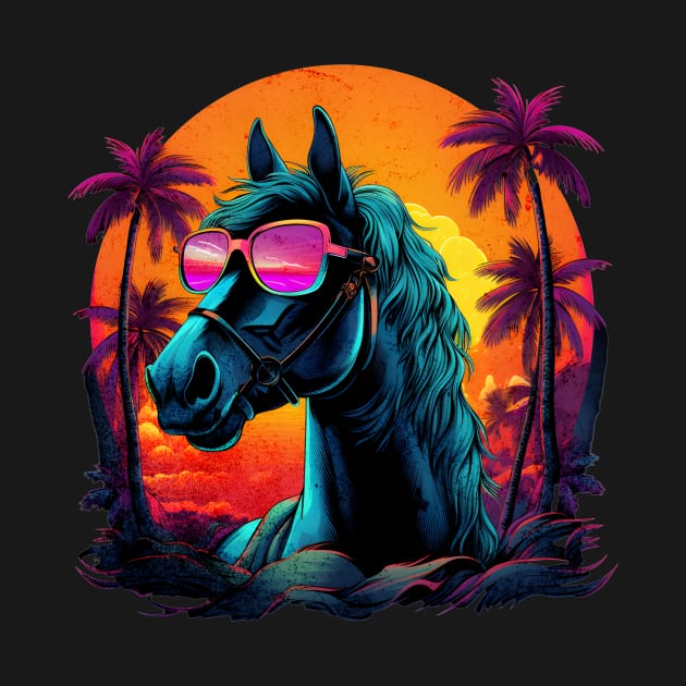 Retro Wave Andalusia Horse by Miami Neon Designs