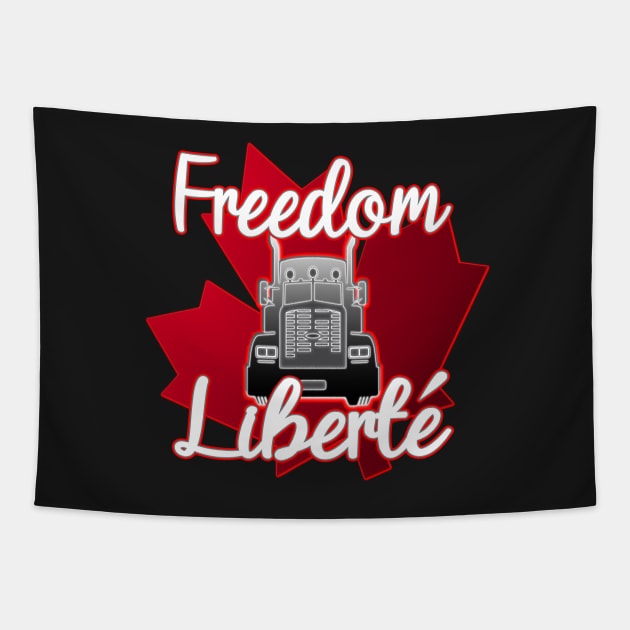 FREEDOM LIBERTE -TRUDEAU RESIGN SAVE CANADA FREEDOM CONVOY 2022 TRUCKERS Tapestry by KathyNoNoise