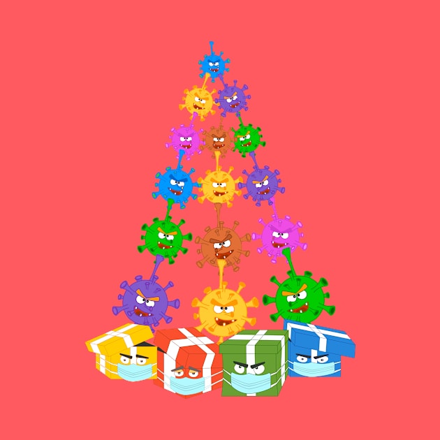 A Funny Pattern In The Form Of A Christmas Tree With Gifts, COVID-19 , Coronavirus Masks Is Ideal For The Whole Family. Merry Christmas And A Happy New Year by Kallin (Kaile Animations)