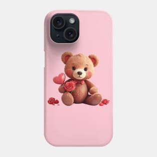 Cute Teddy Bear with Heart-Shaped Balloon Phone Case