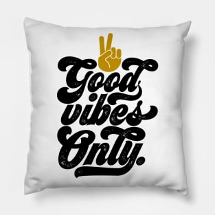 Good Vibes Only (Black and Faux Gold) Pillow