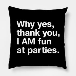 Why yes, thank you, I AM fun at parties. Pillow