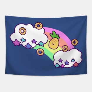 Rainbow Cloud Pineapple Tapestry