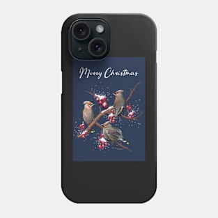 Bohemian Waxwings Christmas Card Phone Case