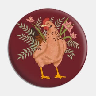 Floral Chicken Pin