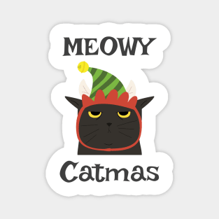 Meowy Catmas. Cute Cat Lover Merry Christmas design. Magnet