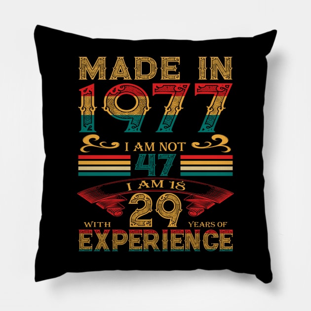 Made in 1977 Pillow by Velvet Love Design 