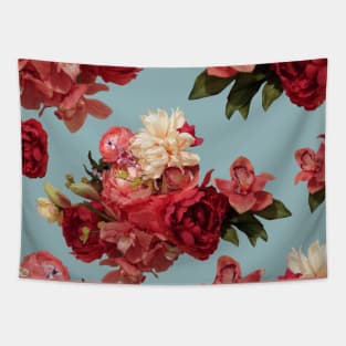 Just Flowers on Light Blue Tapestry