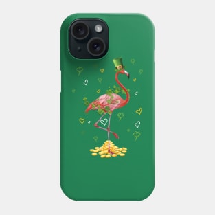 Clover Flamingo & Hearts St. Patricks Day Irish Proud Girls Phone Case