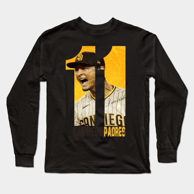 Ecsa San Diego Padres- Back Number 11 Vintage Long Sleeve T-Shirt