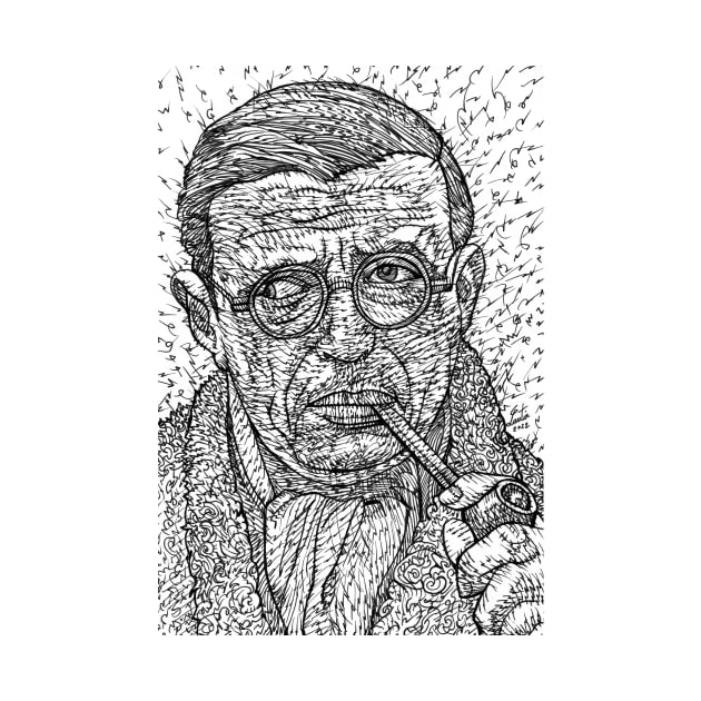 SARTRE ink portrait .1 by lautir