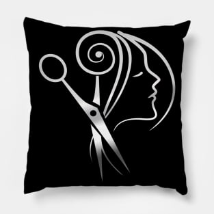 Hairdresser Saloon Barber Shop Logo Pillow