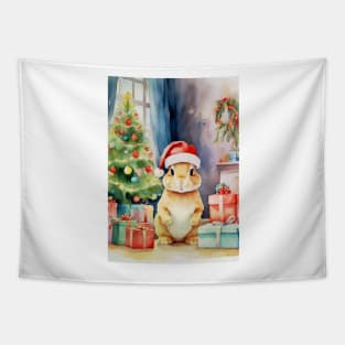 Watercolour Christmas Rabbit Tapestry