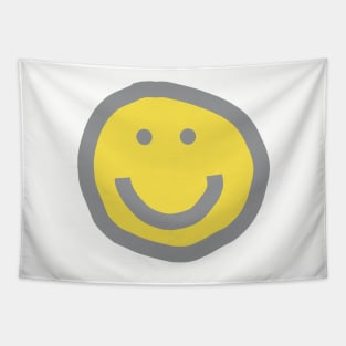 Illuminating Yellow Round Happy Face with Smile Tapestry