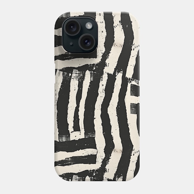 Black and White Abstract Mud Cloth Pattern Phone Case by Trippycollage