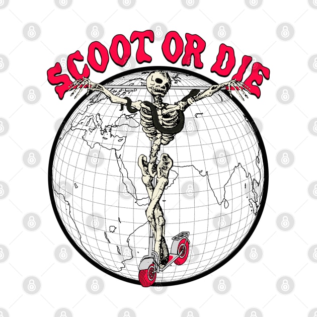 Scoot or Die - Extreme Sports Skeleton on Scooter Cross by blueversion