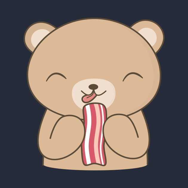 Cute Bacon Eating Bear T-Shirt by happinessinatee