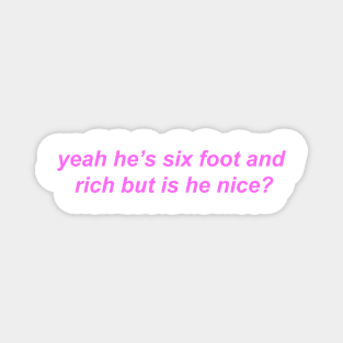 "is he nice?" Y2K inspired slogan Magnet