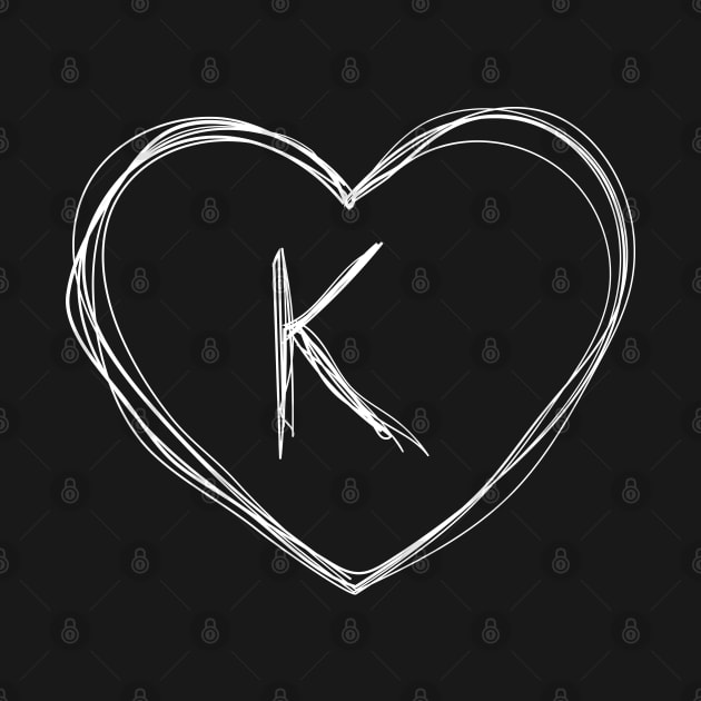 Letter K with heart frame in lineart style by KondeHipe