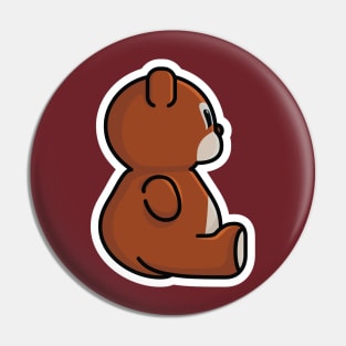 Sitting Teddy Bear Side View Sticker vector illustration. Animal nature icon design concept. Bear cartoon character sticker design logo with shadow. Pin