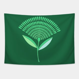 Mid Century Modern Dandelion Seed Head In Green Tapestry