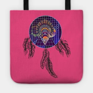 Futuristic indian girl in the dreamcatcher Tote