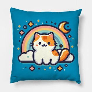 Cute Cat and Rainbow Kawaiii Pillow