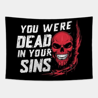 Scripture Skull's Grim Reminder Design (Ephesians 2:1) Tapestry