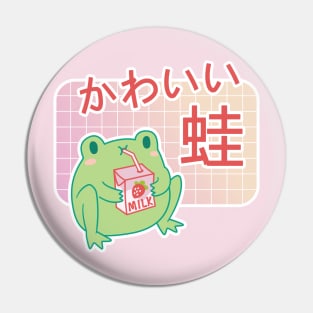 Kawaii Strawberry Milk Frog Pin