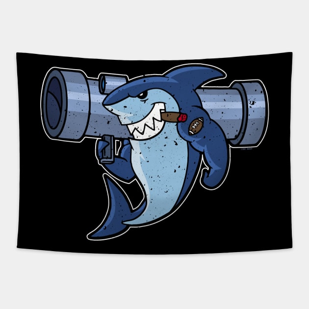 Bazooka Sharks (Worn) Tapestry by Roufxis