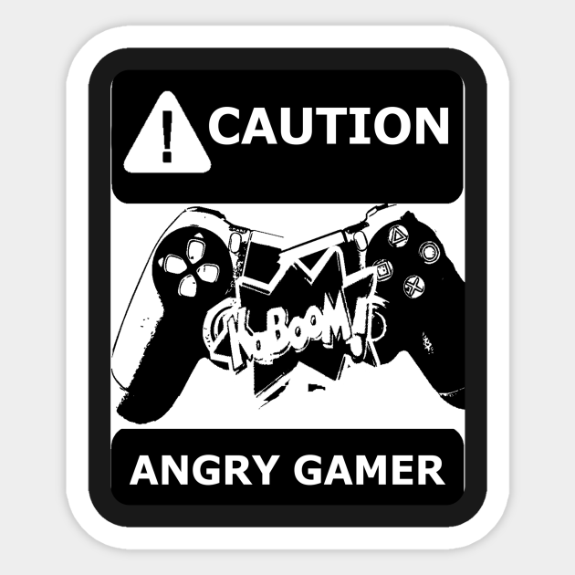Caution Angry Gamer Gaming Sticker Teepublic Gamer, caution, angry, angry gamer, gaming, warning, game over, games, game, yellow, yellow sign, sign, typography, gamer, gamer. teepublic