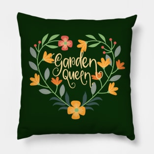 Garden Queen, cute female amateur gardener, flower gardening Pillow