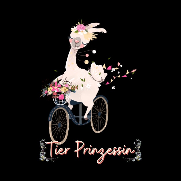 Alpaka Fahrrad Tier Prinzessin Blumen Süß.png by Maggini Art